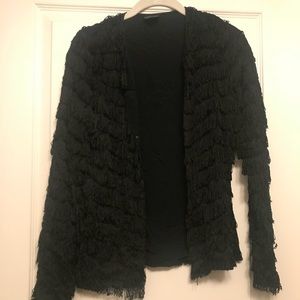 Kate Moss Topshop black fringe jacket, size 6